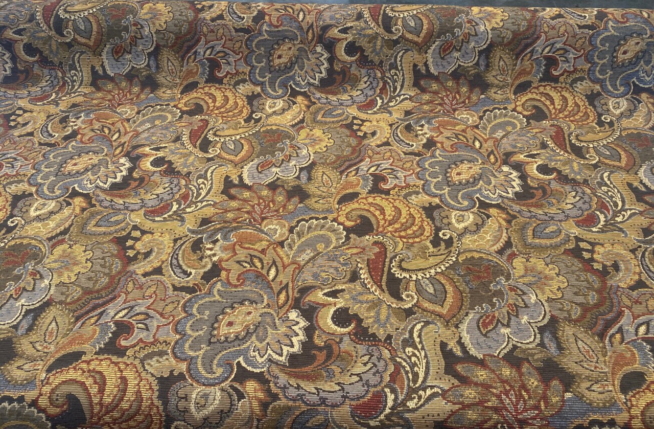 1 Yard Upholstery Chenille Fabric Miranda Coffee Paisley Soft Durable 50% Polyester 35% Acrylic 15% Cotton 56 Inch Width